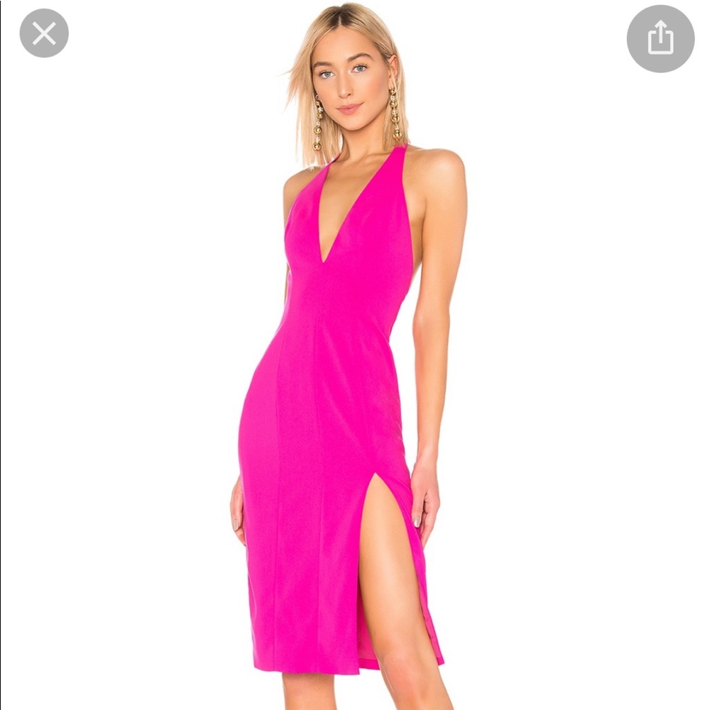 NWT Jay Godfrey Tannen Midi Dress, Neon Fuchsia